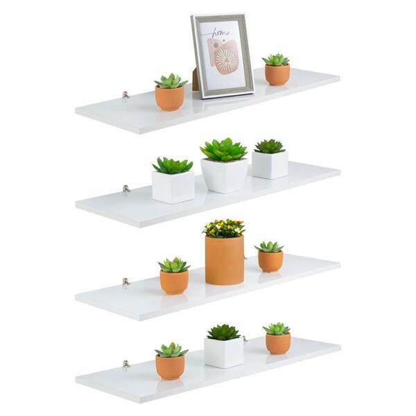 Kit 4 Prateleira Branca Mdf 60 X 10cm Suporte Cantoneira