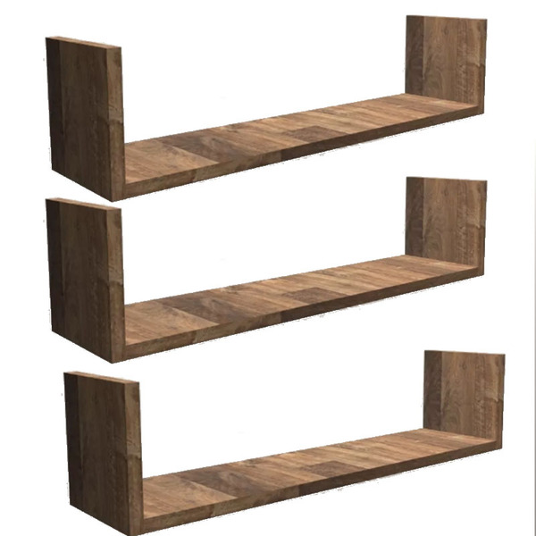 Kit 4 Prateleira Nicho U 60x15x10p Madeirado Mdf Dvd Livro