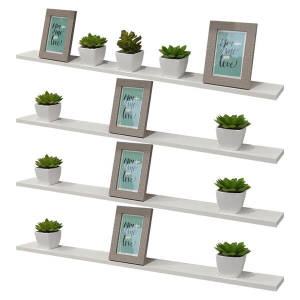 Kit 4 Prateleiras 100 X 15cm Branca Suporte Invisível