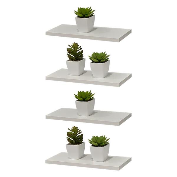 Kit 4 Prateleiras 40 X 20cm Branca Suporte Invisível