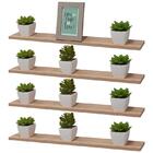 Kit 4 Prateleiras 50 X 15cm Carvalho Suporte Invisível