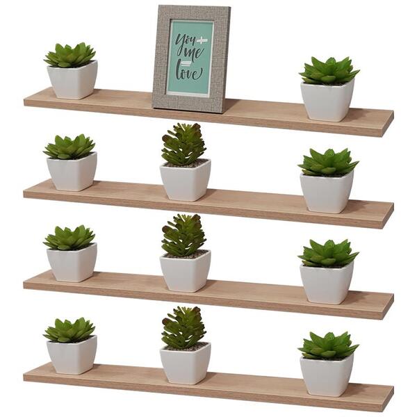 Kit 4 Prateleiras 50 X 15cm Carvalho Suporte Invisível