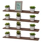 Kit 4 Prateleiras 60 X 15cm Nogal Suporte Invisível