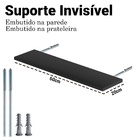 Kit 4 Prateleiras 60 X 20 Com Suporte Invisivel Reta Organiza