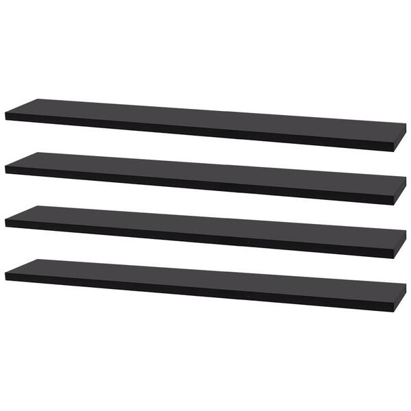 Kit 4 Prateleiras 70 X 10cm Preta Suporte Invisível