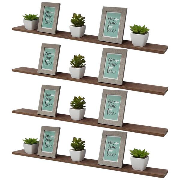 Kit 4 Prateleiras 80 X 15cm Nogal Suporte Invisível