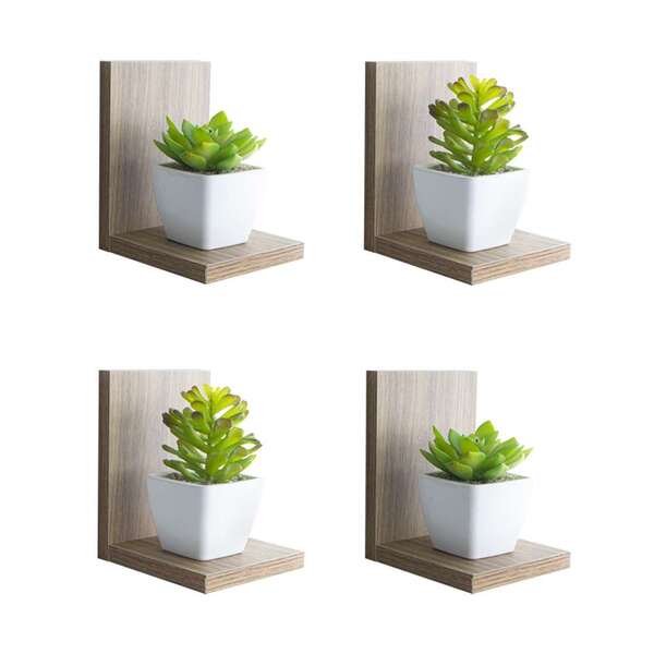 Kit 4 Prateleiras Buzios 15 X 12cm Freijó