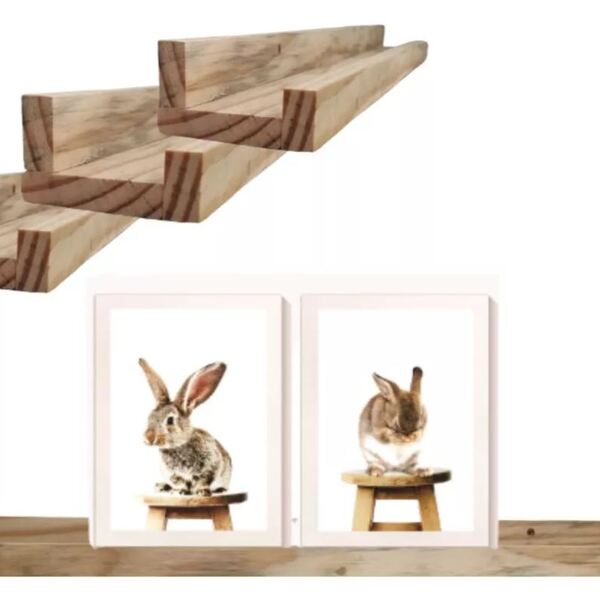 Kit 4 Prateleiras De Parede Pinus 70cm Quadros Fotos Livros