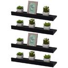 Kit 4 Prateleiras Porta Quadros 40 X 10cm Preta Suporte Invis
