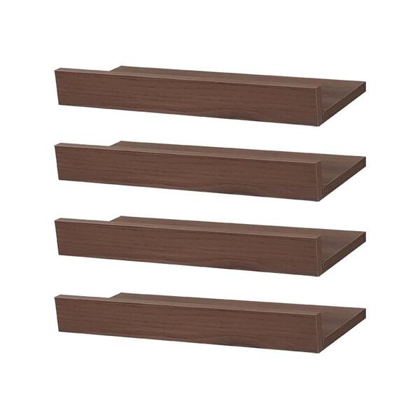 Kit 4 Prateleiras Porta Quadros 60 X 10cm Nogal Suporte Invis