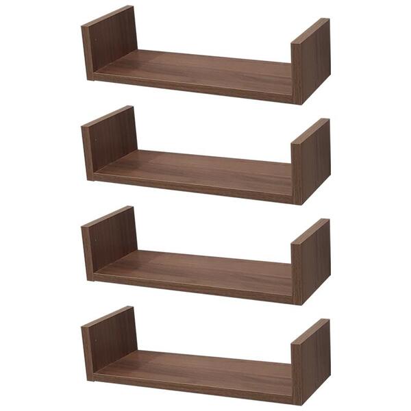 Kit 4 Prateleiras U 40 X 10cm Nogal Suporte Invisível