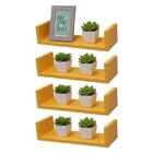 Kit 4 Prateleiras U 40 X 15cm Amarela Suporte Invisível