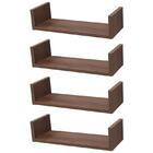 Kit 4 Prateleiras U 40 X 15cm Nogal Suporte Invisível