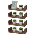 Kit 4 Prateleiras U 40 X 15cm Nogal Suporte Invisível