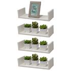 Kit 4 Prateleiras U 40 X 20cm Branca Suporte Invisível