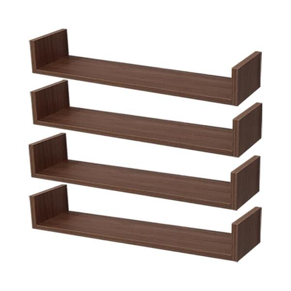 Kit 4 Prateleiras U 50 X 10cm Nogal Suporte Invisível