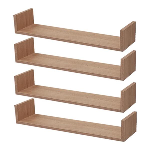 Kit 4 Prateleiras U 50 X 20cm Carvalho Suporte Invisível