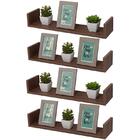 Kit 4 Prateleiras U 50 X 20cm Nogal Suporte Invisível