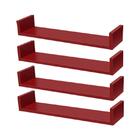 Kit 4 Prateleiras U 50 X 20cm Vermelha Suporte Invisível