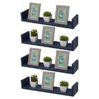 Kit 4 Prateleiras U 50 X 25cm Azul Suporte Invisível
