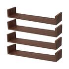Kit 4 Prateleiras U 60 X 15cm Nogal Suporte Invisível