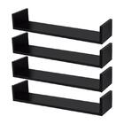 Kit 4 Prateleiras U 60 X 15cm Preta Suporte Invisível