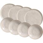 Kit 4 Pratos Fundos 22cm E 4 Rasos 27cm Cerâmica Off White Bi