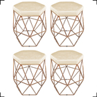 Kit 4 Puff Decorativos Para Manicure Hexagonal Aramado Base B