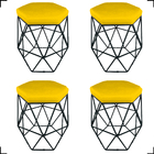 Kit 4 Puff Decorativos Para Manicure Hexagonal Aramado Base P