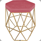 Kit 4 Puff Decorativos Para Sala Hexagonal Aramado Base Doura