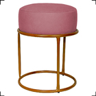 Kit 4 Puff Decorativos Para Sala Luxe Base Cobre Suede Rosê -