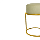 Kit 4 Puff Decorativos Para Sala Luxe Base Dourada Suede Bege