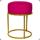 Kit 4 Puff Decorativos Para Sala Luxe Base Dourada Suede Pink