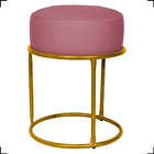 Kit 4 Puff Decorativos Para Sala Luxe Base Dourada Suede Rosê