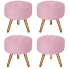 Kit 4 Puffs Bali Decorativo Suede Rosa Bebê D'rost