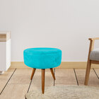 Kit 4 Puffs Banqueta Redonda Nina Veludo Pés Palito Castanho