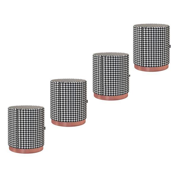 Kit 4 Puffs Decorativo Redondo Denver Em Couríssimo - Salaone