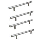 Kit 4 Puxador Haste Redondo Em Metal Inox 192mm Para Gaveta