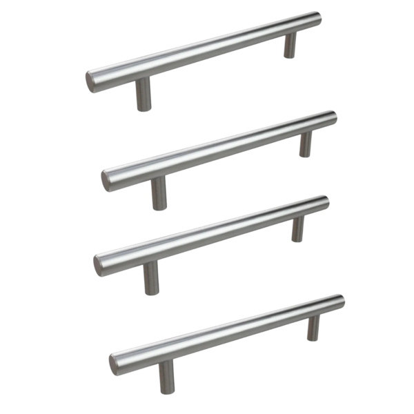 Kit 4 Puxador Haste Redondo Em Metal Inox 192mm Para Gaveta