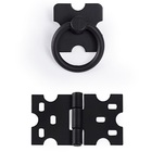 Kit 4 Puxadores Argola Preto + 4 Dobradiças Mexicana - Preto