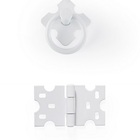 Kit 4 Puxadores Argola Preto + 8 Dobradiças Mexicana - Branco