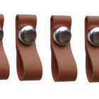 Kit 4 Puxadores Couro Caramelo