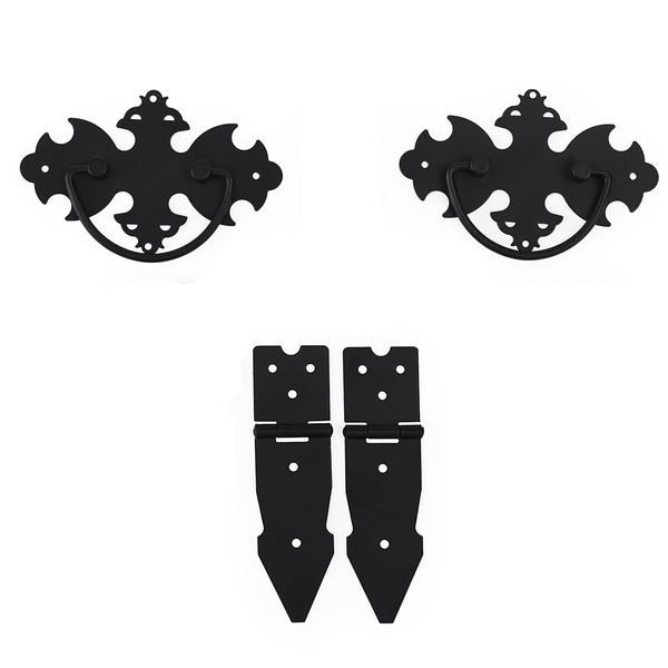 Kit 4 Puxadores Medalhão Com Alça + 4 Dobradiças Rústicas