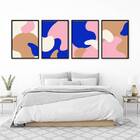 Kit 4 Quadros Abstratos Camuflado 45x34cm - Com Vidro Moldura