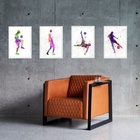 Kit 4 Quadros Aquarela Futebol 45x34cm Moldura:madeira Preta