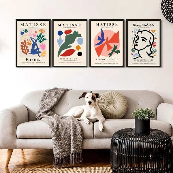 Kit 4 Quadros Arte Matisse - Colorido 33x24cm - Com Vidro Mol