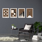 Kit 4 Quadros Artes Bauhaus Marrom E Preto 33x24cm Moldura Br