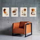 Kit 4 Quadros Artes Café Abstratas 45x34cm - Com Vidro Moldur