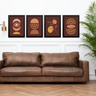 Kit 4 Quadros Artes Escandinavas Marrom E Mostarda 45x34cm Mo