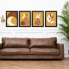 Kit 4 Quadros Artes Escandinavas Mostarda E Marrom 45x34cm -